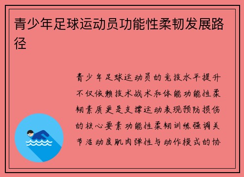 青少年足球运动员功能性柔韧发展路径